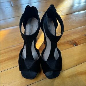 Black suede high heels